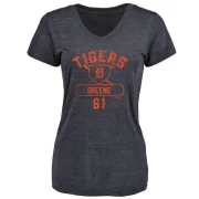 Shane Greene Women's Detroit Tigers Base Runner Tri-Blend T-Shirt - Navy