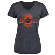 Shane Starrett Women's Edmonton Oilers Insignia Tri-Blend V-Neck T-Shirt - Navy