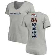 Shannon Sharpe Women's Denver Broncos Backer V-Neck T-Shirt - Ash