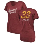 Shaquille O'Neal Women's Cleveland Cavaliers Wine Sideline Tri-Blend V-Neck T-Shirt