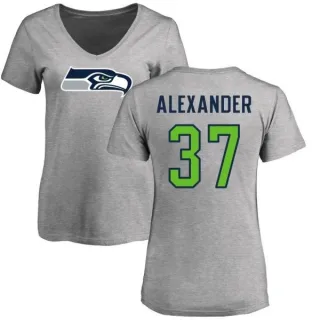 Shaun Alexander Women's Seattle Seahawks Name & Number Logo Slim Fit T-Shirt - Ash