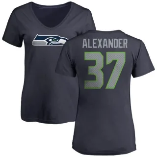 Shaun Alexander Women's Seattle Seahawks Name & Number Logo Slim Fit T-Shirt - Navy