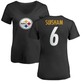 Shaun Suisham Women's Pittsburgh Steelers Name & Number Logo Slim Fit T-Shirt - Black