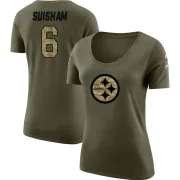 Shaun Suisham Women's Pittsburgh Steelers Salute to Service Olive Legend Scoop Neck T-Shirt