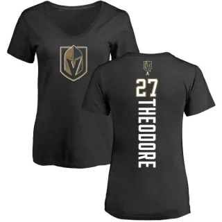 Shea Theodore Women's Vegas Golden Knights Backer Slim Fit V-Neck T-Shirt - Black