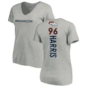 Shelby Harris Women's Denver Broncos Backer V-Neck T-Shirt - Ash