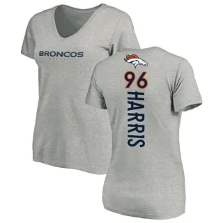 Shelby Harris Women's Denver Broncos Backer V-Neck T-Shirt - Ash