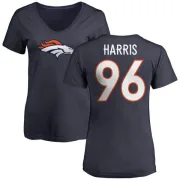 Shelby Harris Women's Denver Broncos Name & Number Logo Slim Fit T-Shirt - Navy