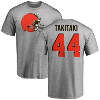 Sione Takitaki Cleveland Browns Name & Number Logo T-Shirt - Ash