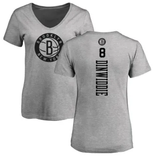 Spencer Dinwiddie Women's Brooklyn Nets Heathered Gray One Color Backer Slim-Fit V-Neck T-Shirt