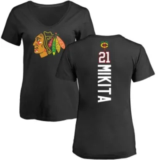 Stan Mikita Women's Chicago Blackhawks Backer T-Shirt - Black