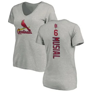 Stan Musial Women's St. Louis Cardinals Backer Slim Fit T-Shirt - Ash