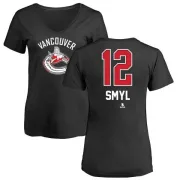 Stan Smyl Women's Vancouver Canucks Name and Number Banner Wave V-Neck T-Shirt - Black