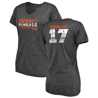 Stanley Morgan Jr. Women's Cincinnati Bengals Retro Tri-Blend V-Neck T-Shirt - Black