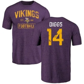 Stefon Diggs Minnesota Vikings Purple Distressed Name & Number Tri-Blend T-Shirt