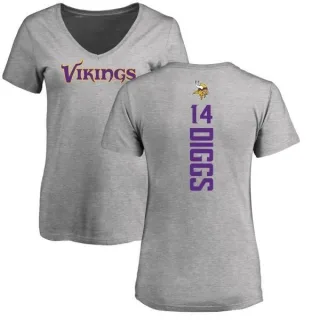 Stefon Diggs Women's Minnesota Vikings Backer V-Neck T-Shirt - Ash