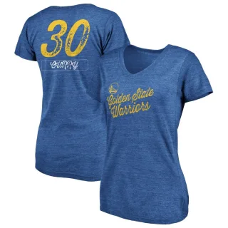 Stephen Curry Women's Golden State Warriors Royal Sideline Tri-Blend V-Neck T-Shirt