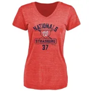 Stephen Strasburg Women's Washington Nationals Base Runner Tri-Blend T-Shirt - Red