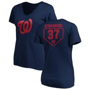 Stephen Strasburg Women's Washington Nationals RBI Slim Fit V-Neck T-Shirt - Navy