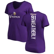 Stephen Weatherly Women's Minnesota Vikings Backer Slim Fit T-Shirt - Purple