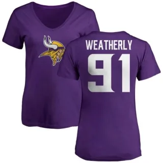 Stephen Weatherly Women's Minnesota Vikings Name & Number Logo Slim Fit T-Shirt - Purple