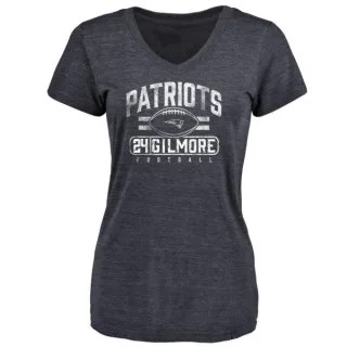 Stephon Gilmore Women's New England Patriots Flanker Tri-Blend T-Shirt - Navy