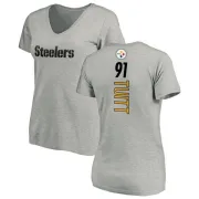 Stephon Tuitt Women's Pittsburgh Steelers Backer V-Neck T-Shirt - Ash