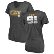 Stephon Tuitt Women's Pittsburgh Steelers Retro Tri-Blend V-Neck T-Shirt - Black