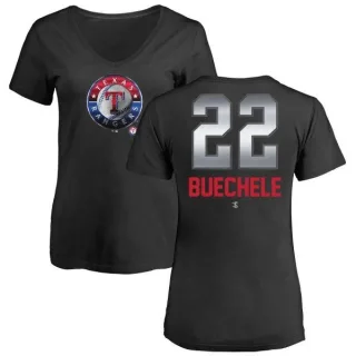 Steve Buechele Women's Texas Rangers Midnight Mascot V-Neck T-Shirt - Black