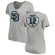 Steve Finley Women's San Diego Padres RBI Slim Fit V-Neck T-Shirt - Heathered Gray