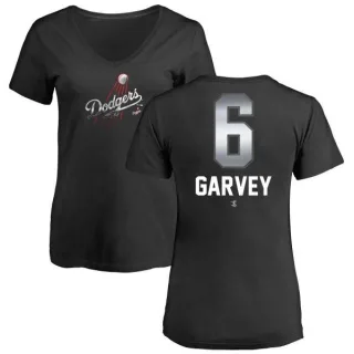 Steve Garvey Women's Los Angeles Dodgers Midnight Mascot V-Neck T-Shirt - Black