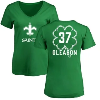 Steve Gleason Women's New Orleans Saints Green St. Patrick's Day Name & Number V-Neck T-Shirt