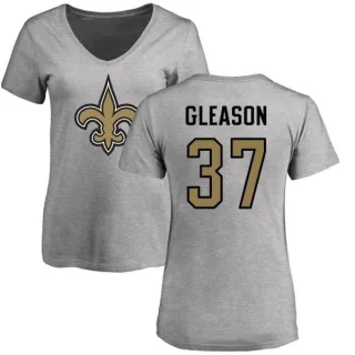 Steve Gleason Women's New Orleans Saints Name & Number Logo Slim Fit T-Shirt - Ash