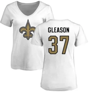 Steve Gleason Women's New Orleans Saints Name & Number Logo Slim Fit T-Shirt - White