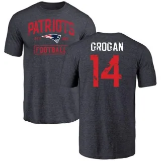Steve Grogan New England Patriots Navy Distressed Name & Number Tri-Blend T-Shirt