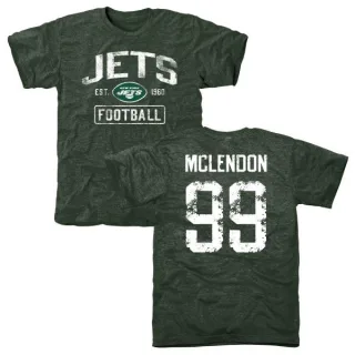 Steve McLendon New York Jets Green Distressed Name & Number Tri-Blend T-Shirt