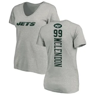 Steve McLendon Women's New York Jets Backer V-Neck T-Shirt - Ash