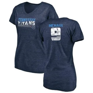 Steve McNair Women's Tennessee Titans Retro Tri-Blend V-Neck T-Shirt - Navy