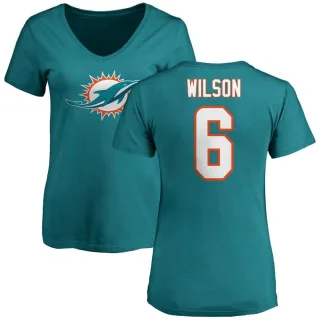 Stone Wilson Women's Miami Dolphins Name & Number Logo Slim Fit T-Shirt - Aqua