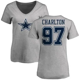 Taco Charlton Women's Dallas Cowboys Name & Number Logo T-Shirt - Ash