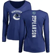 Tanner Pearson Women's Vancouver Canucks Backer V-Neck Long-Sleeve T-Shirt - Royal