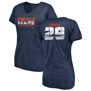 Tarik Cohen Women's Chicago Bears Retro Tri-Blend V-Neck T-Shirt - Navy