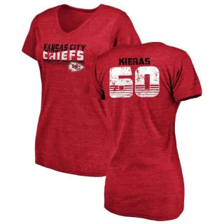 Tautvydas Kieras Women's Kansas City Chiefs Retro Tri-Blend V-Neck T-Shirt - Red