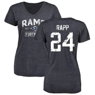 Taylor Rapp Women's Los Angeles Rams Distressed Name & Number Tri-Blend V-Neck T-Shirt - Navy