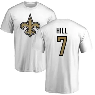 Taysom Hill New Orleans Saints Name & Number Logo T-Shirt - White
