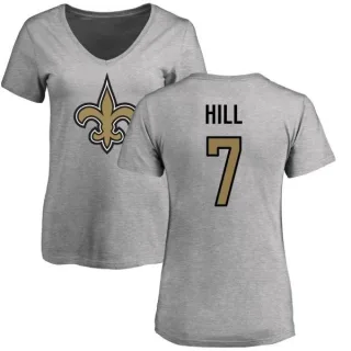 Taysom Hill Women's New Orleans Saints Name & Number Logo Slim Fit T-Shirt - Ash