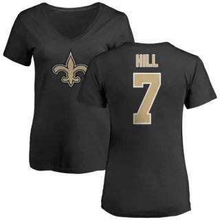 Taysom Hill Women's New Orleans Saints Name & Number Logo Slim Fit T-Shirt - Black