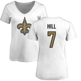 Taysom Hill Women's New Orleans Saints Name & Number Logo Slim Fit T-Shirt - White