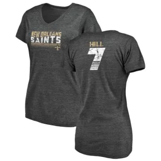 Taysom Hill Women's New Orleans Saints Retro Tri-Blend V-Neck T-Shirt - Black