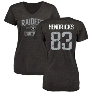 Ted Hendricks Women's Oakland Raiders Black Distressed Name & Number Tri-Blend V-Neck T-Shirt